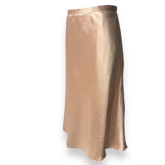 COMMONSENSE High Waisted Satin Midi Skirt Apricot - Picture 2 of 11